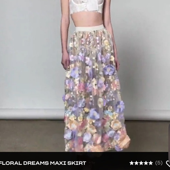 NWT FLORAL DREAMS MAXI SKIRT Dolls Kill Sugar Thrillz Tulle 3D Flowers Size XS - Picture 10 of 17